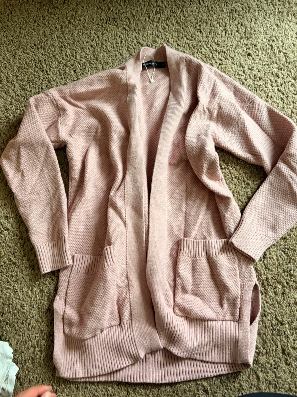 Merokeety Ribbed Pocket Cardigan Pink Small NWT